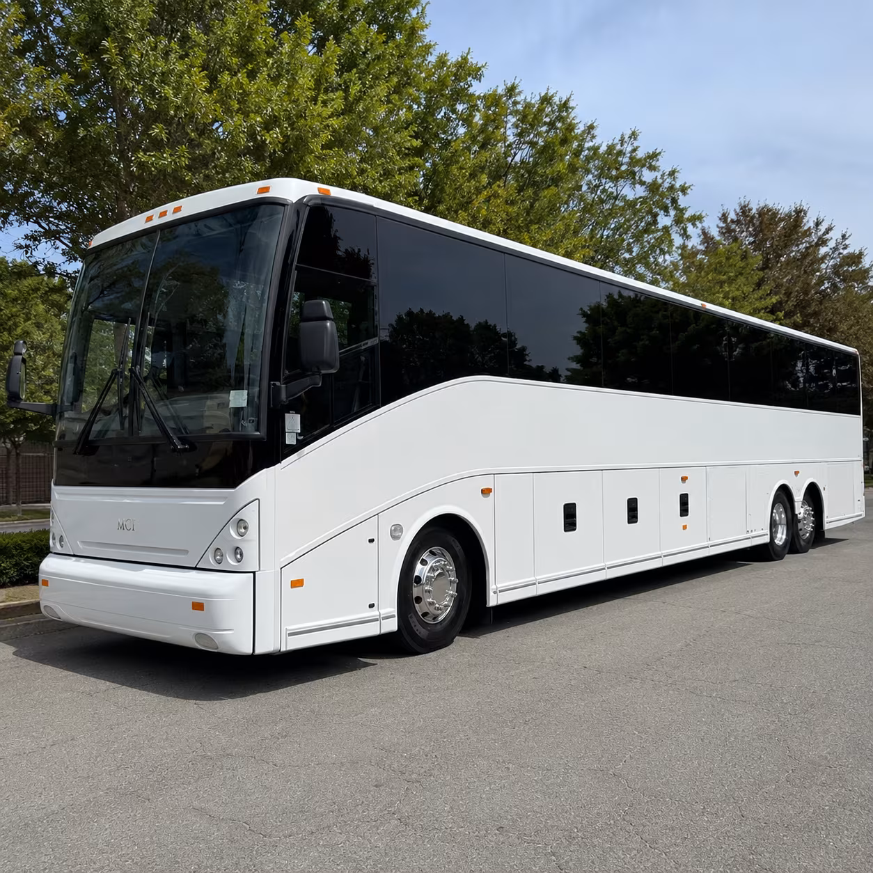 Fontana School Event Transportation party bus exterior