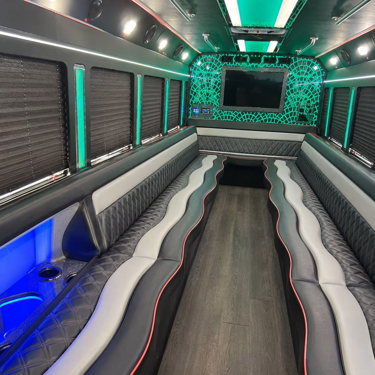 Fontana Wedding Transportation party bus exterior
