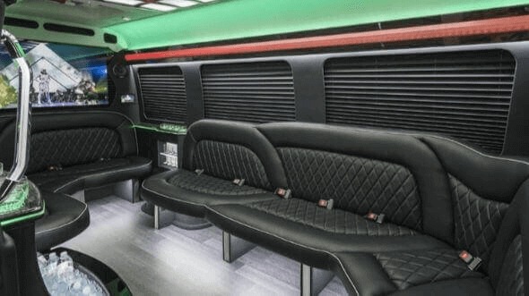 Interior of Charter Bus Company Eastvale's 14 Passenger Sprinter Limousine in Eastvale