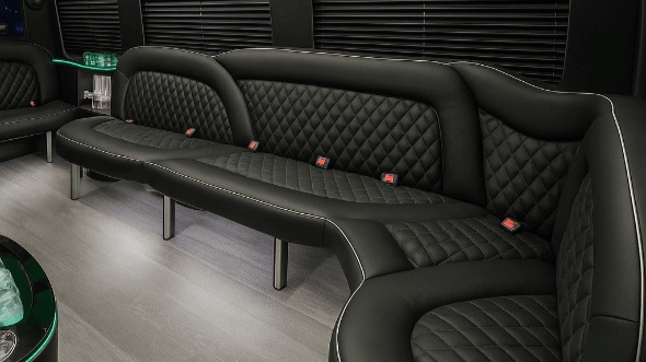 Interior of Charter Bus Company Pomona's 14 Passenger Sprinter Limousine in Pomona