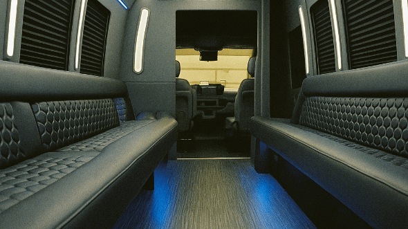 Interior of Charter Bus Company Chino's 20 Passenger Party Bus in Chino