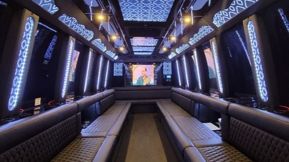 Interior of Fontana Party Bus Company's 20 Passenger Party Bus in Fontana