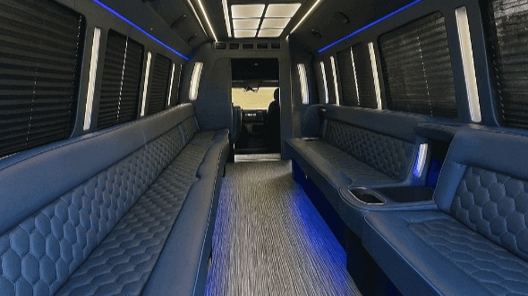 Interior of Charter Bus Company Upland's 20 Passenger Party Bus in Upland