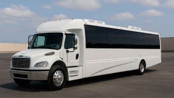 Exterior of Charter Bus Company Bloomington's 28 Passenger Party Bus in Bloomington