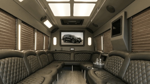 Interior of Charter Bus Company Colton's 28 Passenger Party Bus in Colton