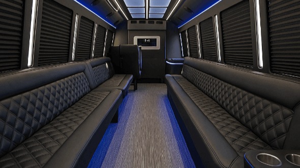 Interior of Fontana Party Bus Company's 28 Passenger Party Bus in Fontana
