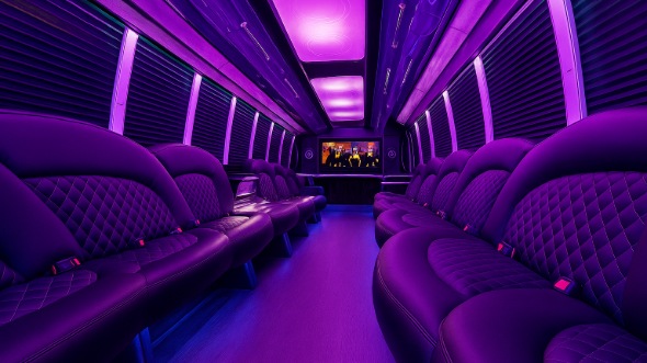 Interior of Charter Bus Company Eastvale's 30 Passenger Party Bus in Eastvale
