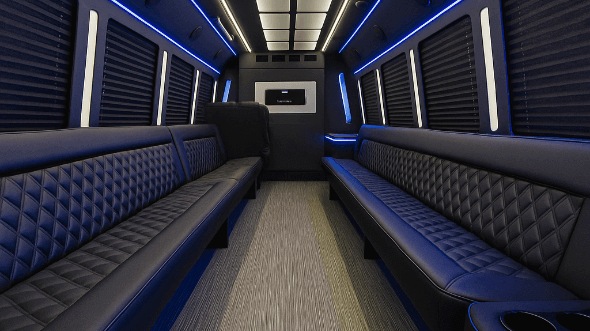 Interior of Charter Bus Company Upland's 30 Passenger Party Bus in Upland