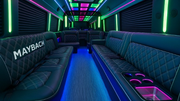 Interior of Charter Bus Company Chino's 40 Passenger Party Bus in Chino