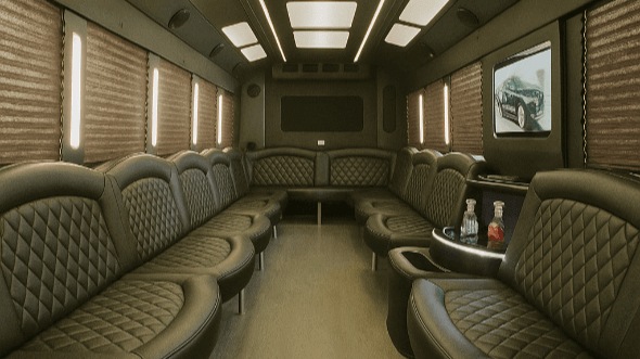 Interior of Charter Bus Company Colton's 40 Passenger Party Bus in Colton