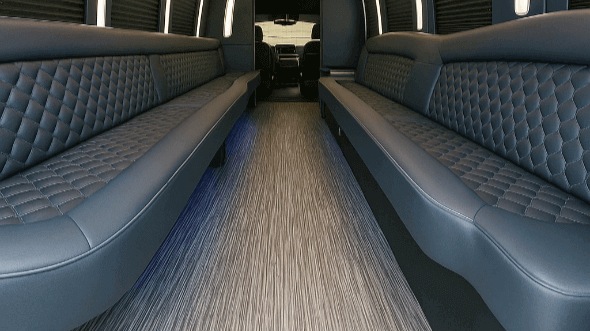 Interior of Charter Bus Company Rialto's 40 Passenger Party Bus in Rialto