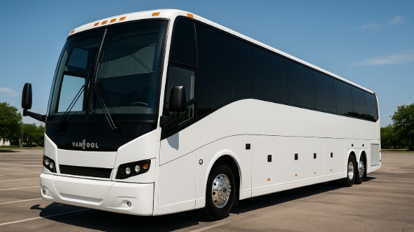 Exterior of Charter Bus Company San Bernardino's 40 Passenger Party Bus in San Bernardino