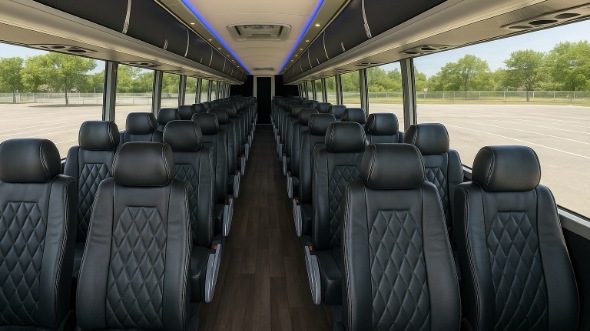 Interior of Charter Bus Company Fontana's 44 Passenger Charter Bus in Fontana