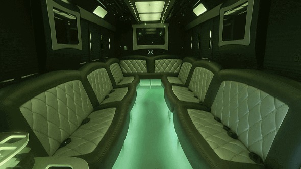 Interior of Charter Bus Company Eastvale's 50 Passenger Party Bus in Eastvale